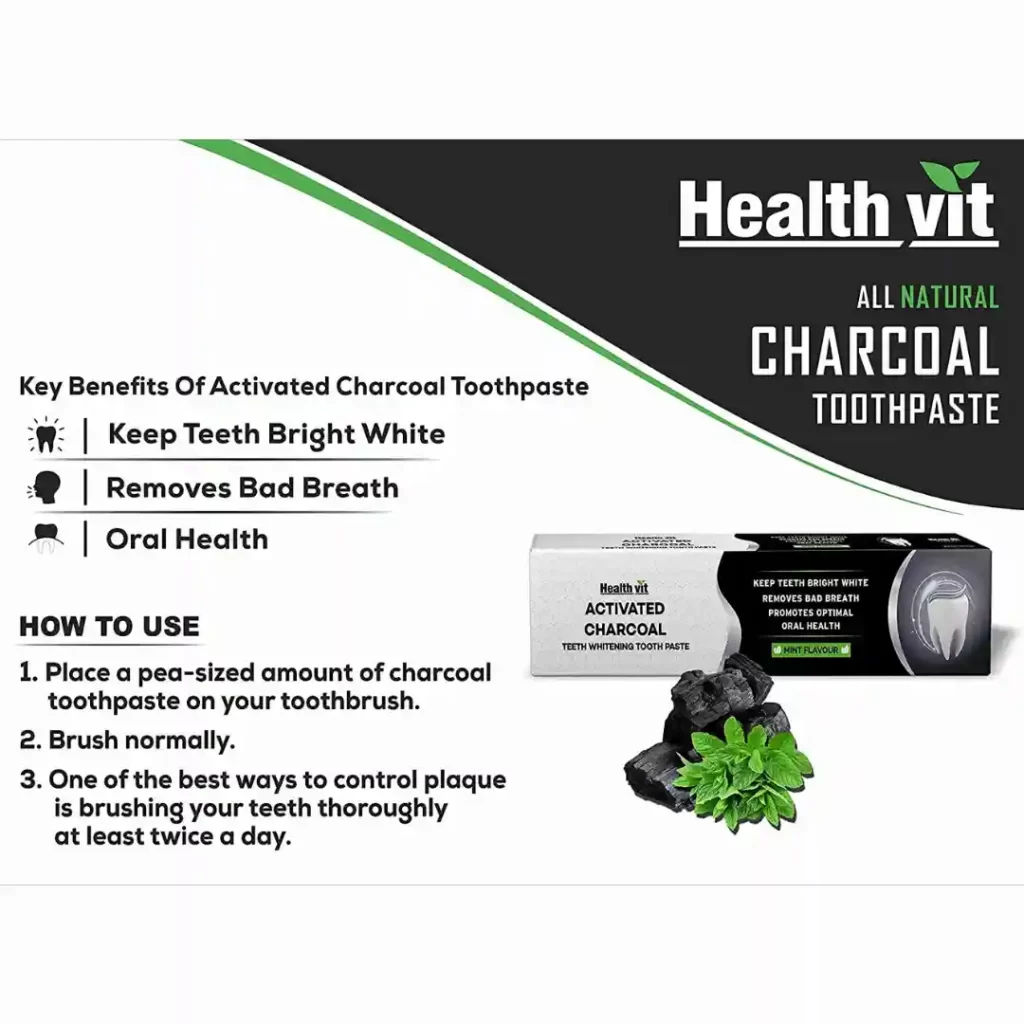 Healthvit Activated Charcoal Toothpaste For Teeth Whitening